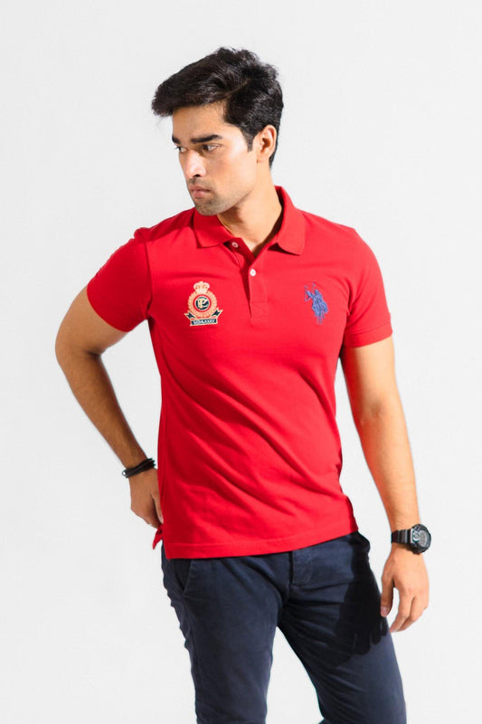 Polo Republica Men's 2 Pony Rider & Crest Embroidered Short Sleeve Polo Shirt