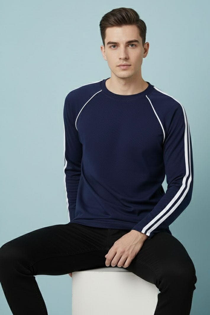 Men's Striped Raglan Sleeve Tee Shirt