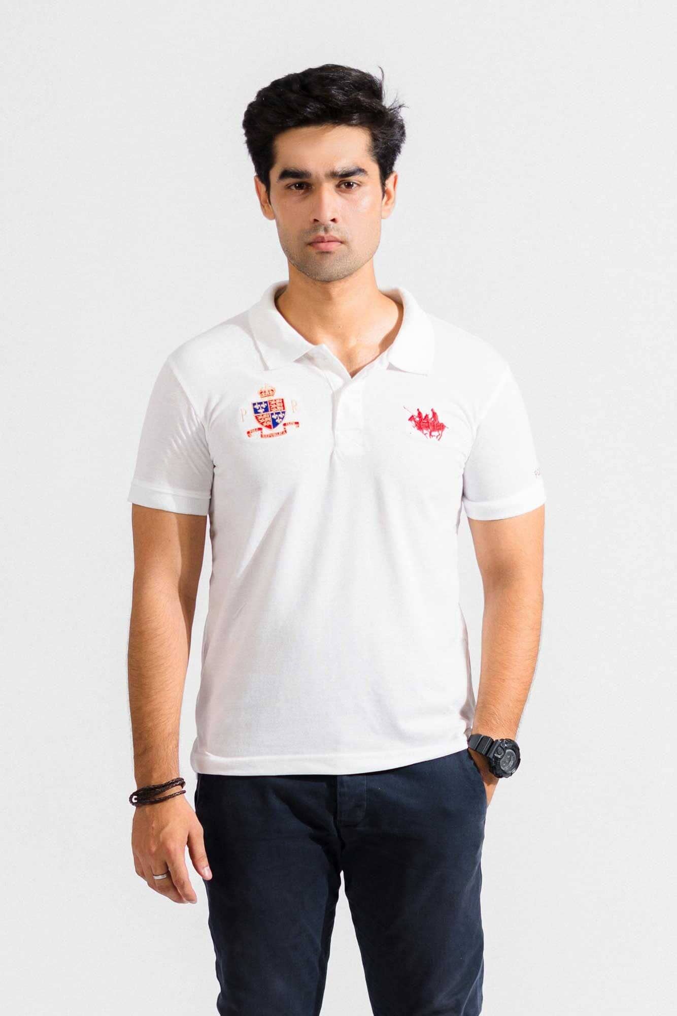 Polo Republica Men's Twin Horse Rider & PR Badge Embroidered Short Sleeve Polo Shirt Men's Polo Shirt Polo Republica 
