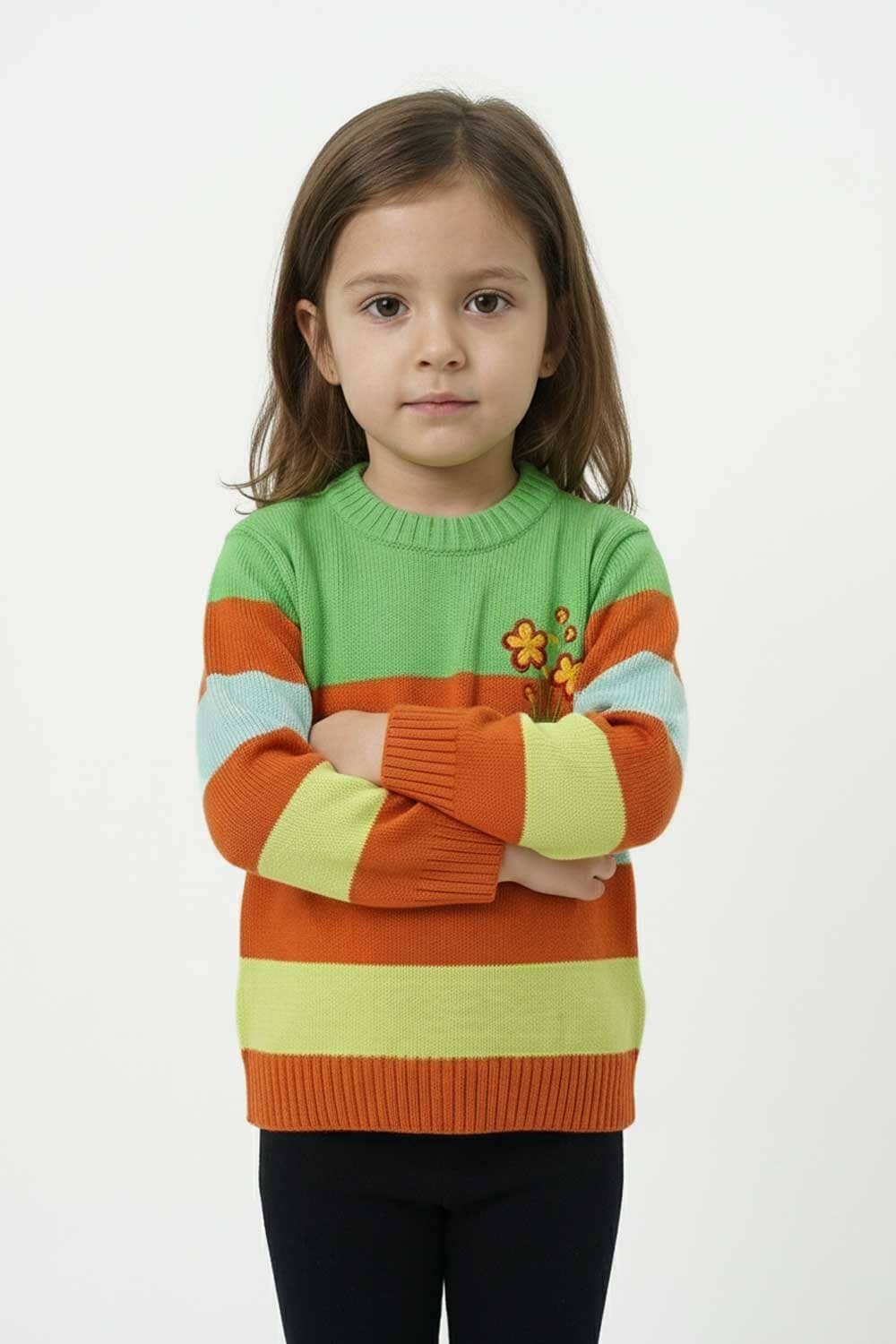 Yes Mom Girl's Flower Knitted Sweater