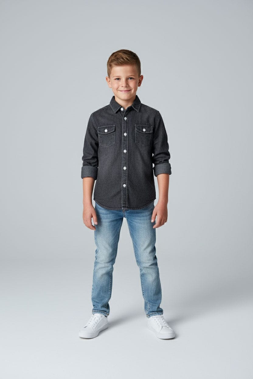 Styles Republic Boy's Accent Denim Casual Shirt