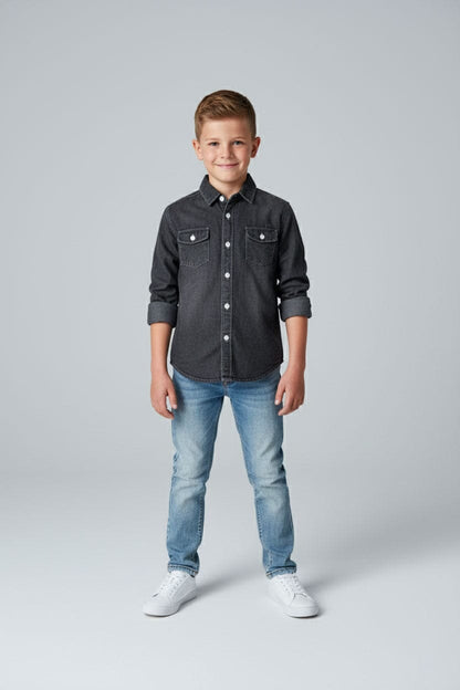 Styles Republic Boy's Accent Denim Casual Shirt