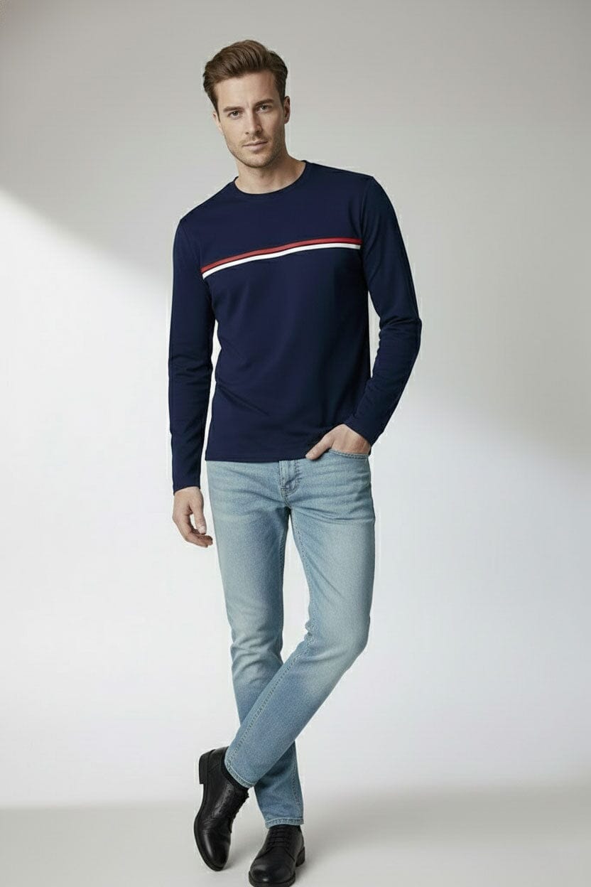 Men's Chest Striped Tee Shirt