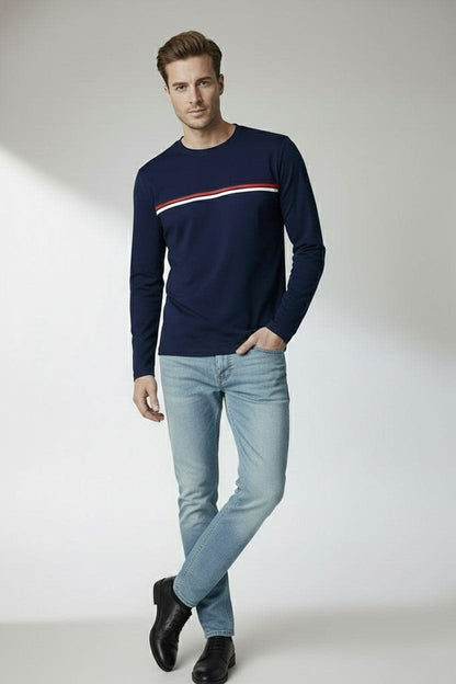 Men's Chest Striped Tee Shirt