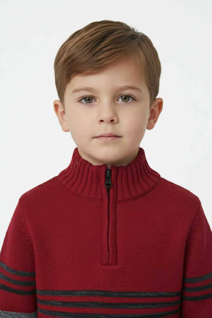 Yes Mom Boy's Quarter Zipper Knitted Sweater