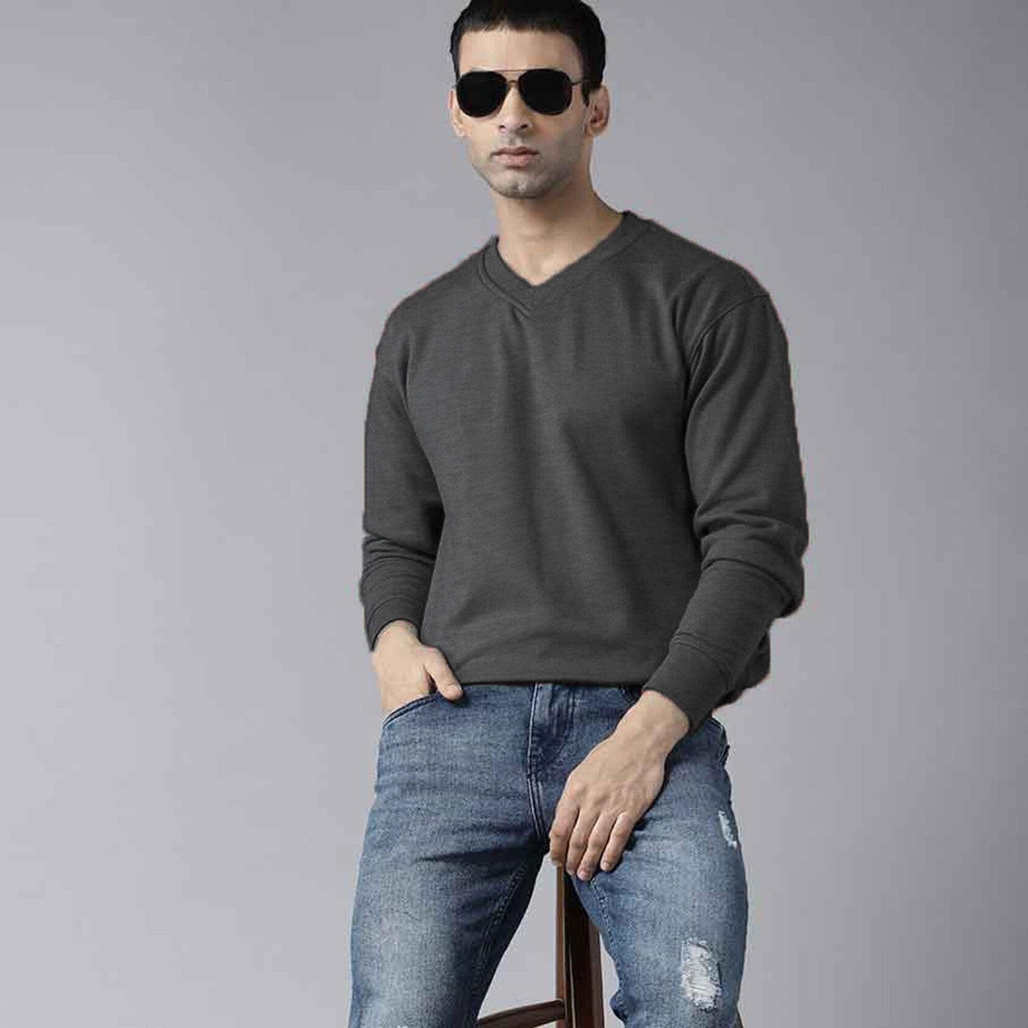 Polo Republica Men's Nobitu V-Neck Sweat Shirt Men's Sweat Shirt Polo Republica Charcoal S 