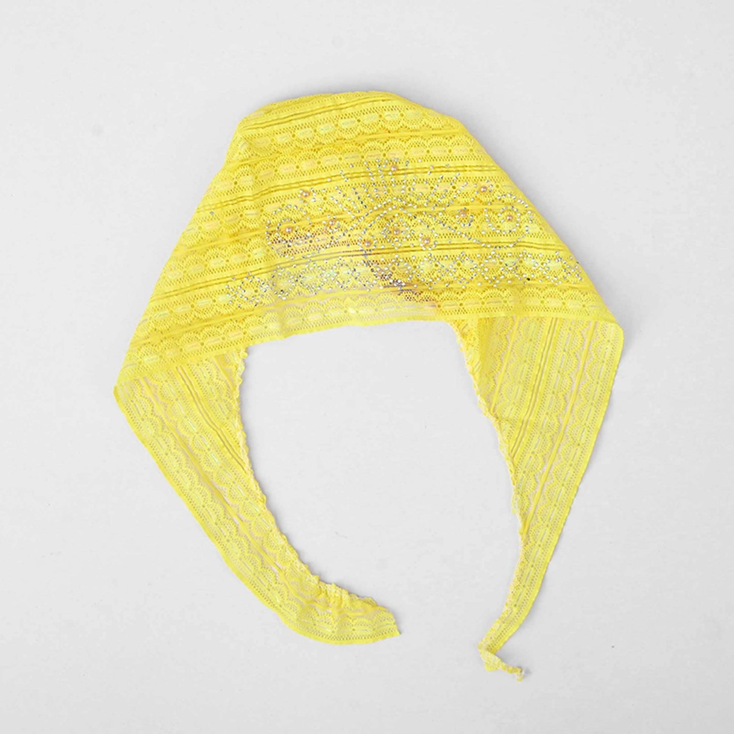 Women's Nessebar Fancy Net Design Under Scarf Hijab Cap Women's Accessories De Artistic Yellow 