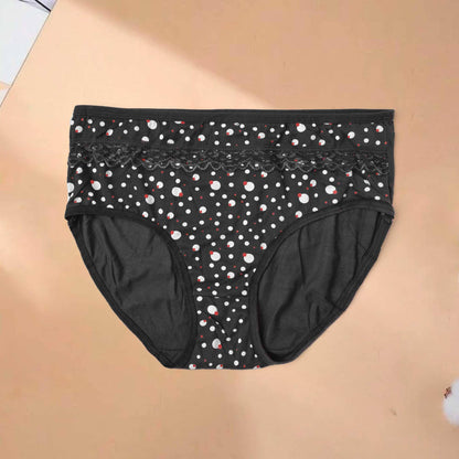 Yinidanya Women's Lace Design Polka Dots Printed Underwear Women's Lingerie RAM Black 28-34 