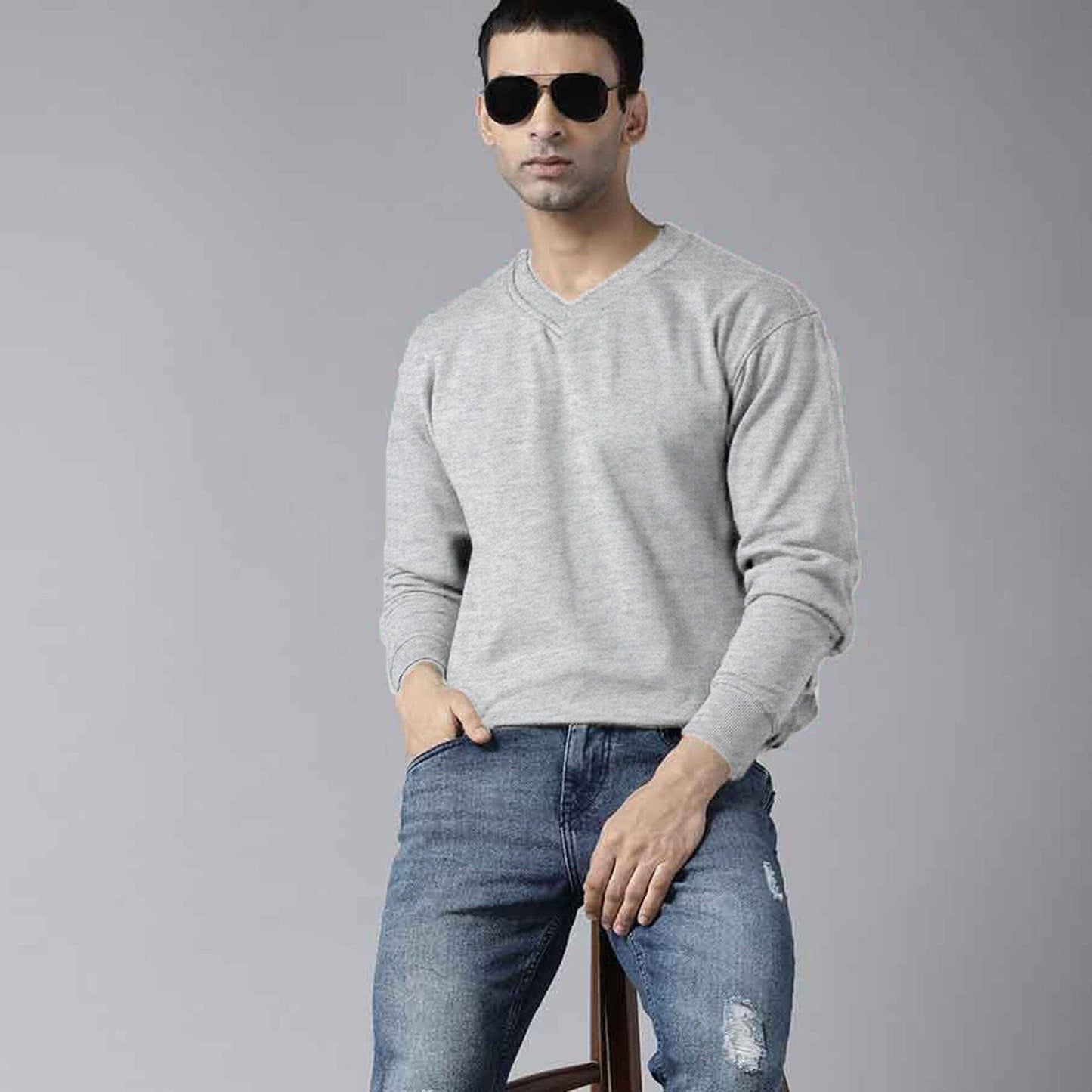 Polo Republica Men's Nobitu V-Neck Sweat Shirt Men's Sweat Shirt Polo Republica Heather Grey S 