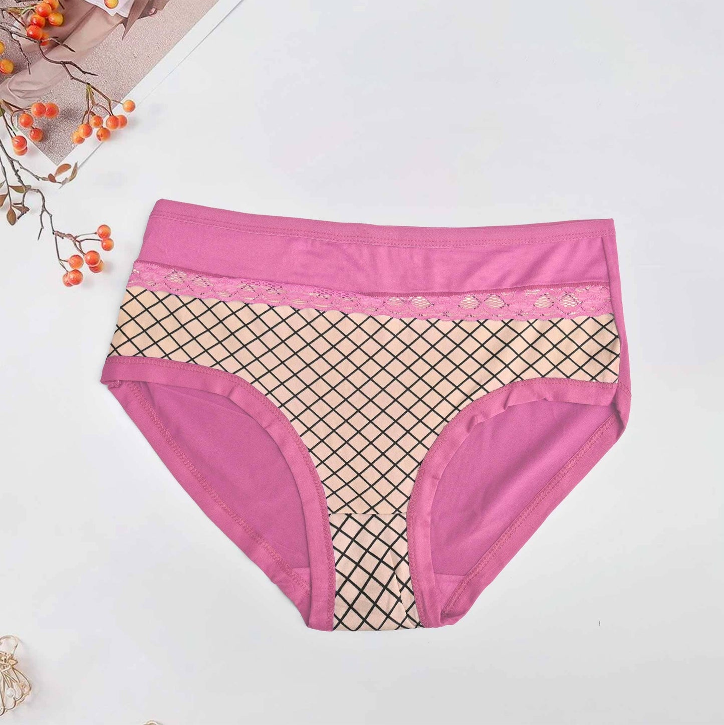 Shuifanxin Women's Lace Design Underwear Panties Women's Panties RAM Pink 30-34 inches 