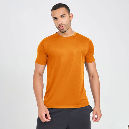 Fevlo Men's Solid Design Activewear Classic Tee Shirt Men's Tee Shirt Yasir Bin Asad (Sale Basis) Orange XS 