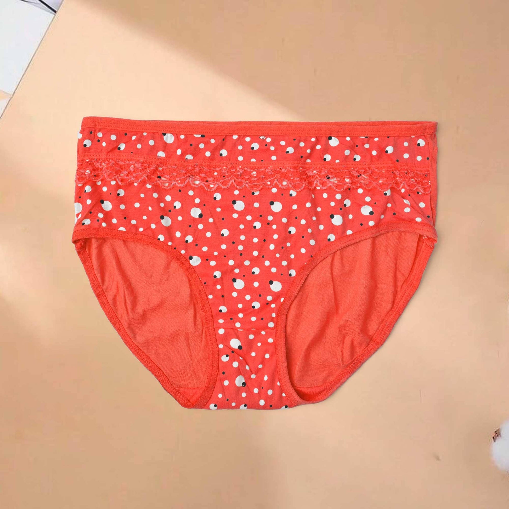 Yinidanya Women's Lace Design Polka Dots Printed Underwear Women's Lingerie RAM Red 28-34 