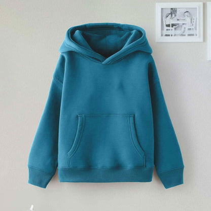 Dream Kid's Solid Design Long Sleeve Pullover Fleece Hoodie Boy's Pullover Hoodie Minhas Garments Aqua Blue 2-3 Years 