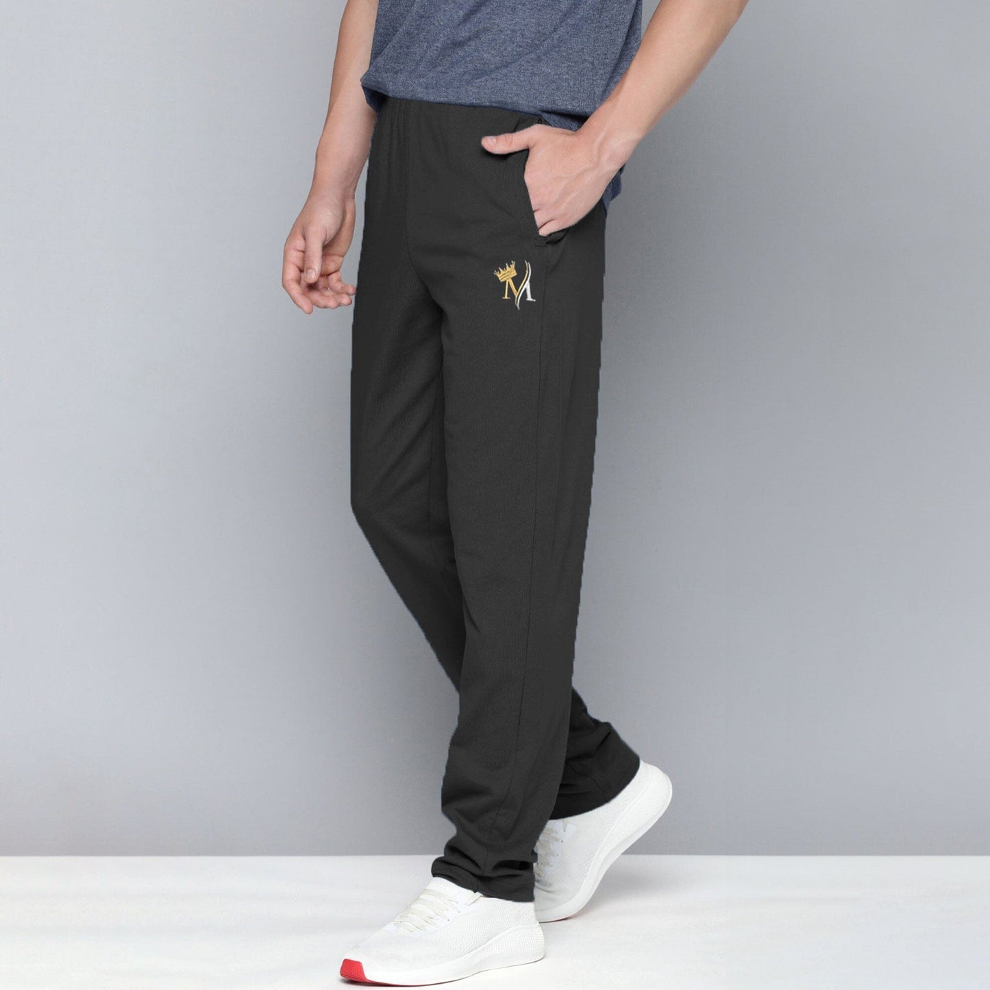 MAX 21 Men's Crown Embroidered Fleece Trousers Men's Trousers SZK Black S 