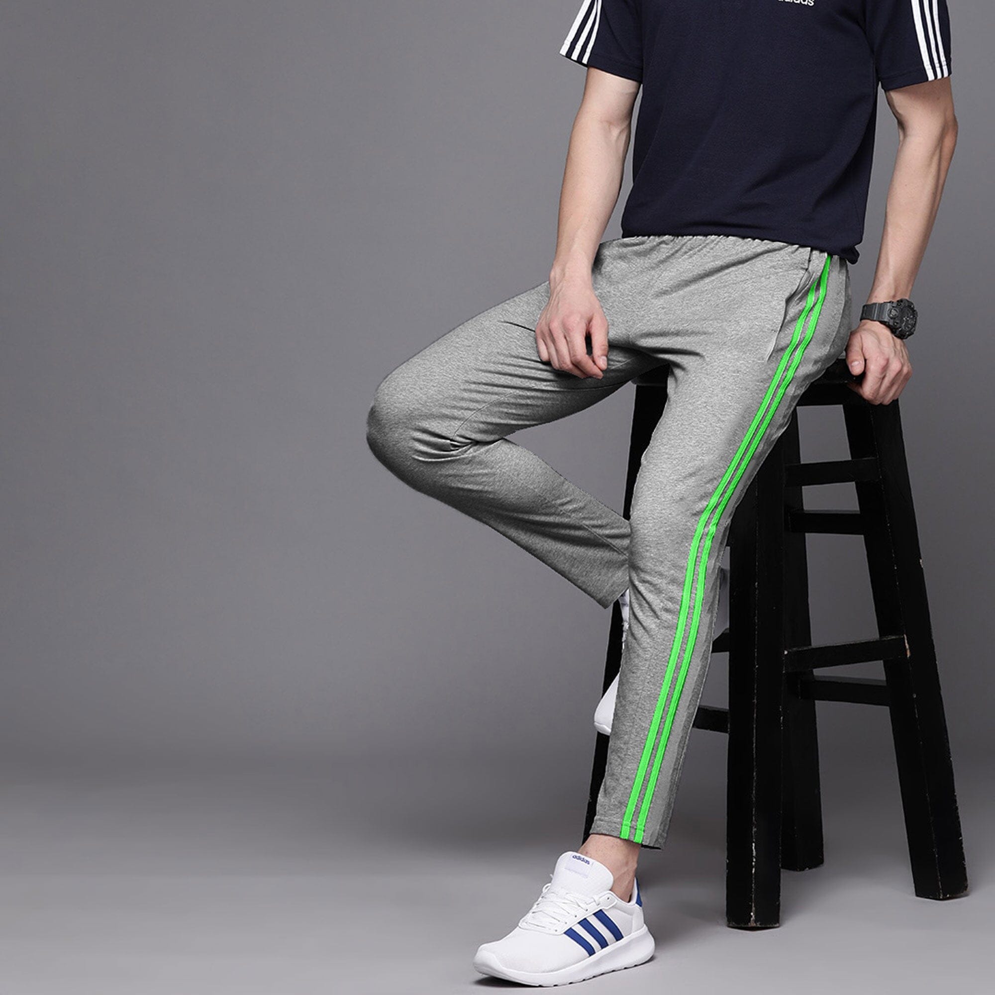 Poler Chitose Men's Super Soft Striped Trousers Heather Grey & Parrot