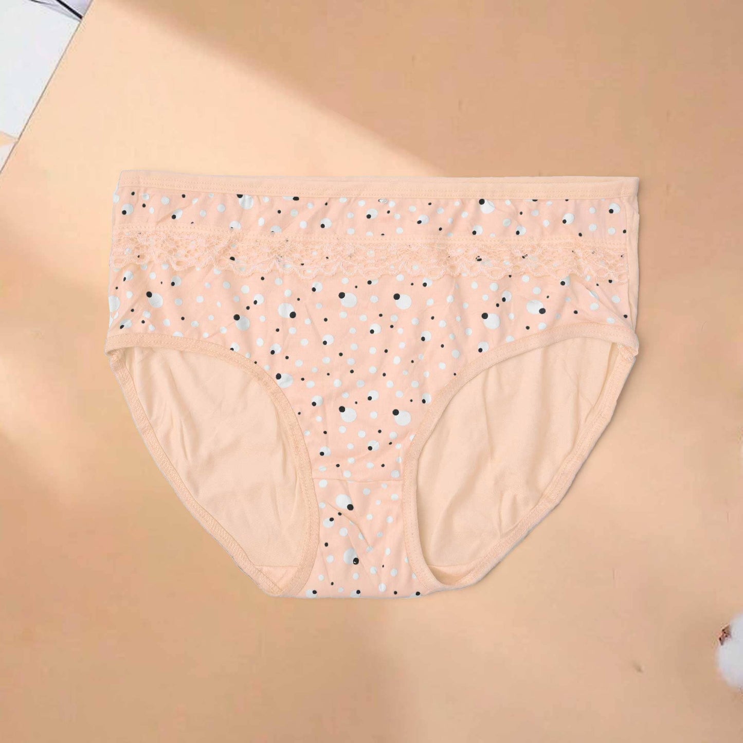 Yinidanya Women's Lace Design Polka Dots Printed Underwear Women's Lingerie RAM Peach 28-34 
