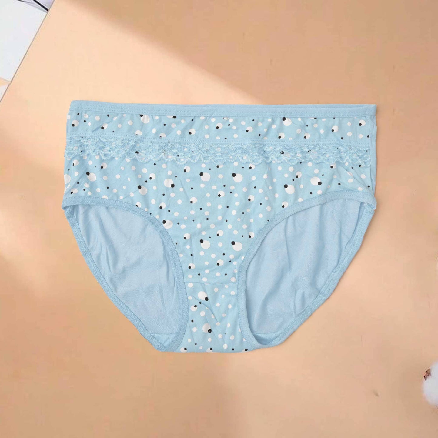 Yinidanya Women's Lace Design Polka Dots Printed Underwear Women's Lingerie RAM Sky 28-34 