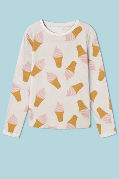 Girl's Ice Cone Printed Long Sleeve Fleece Sweatshirt Girl's Sweat Shirt SZK 