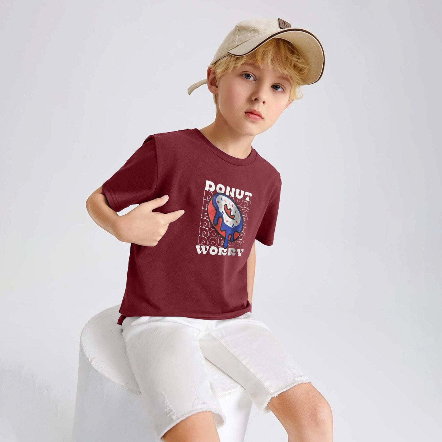 Polo Republica Boy's Donut Worry Printed Tee Shirt Boy's Tee Shirt Polo Republica Maroon 1-2 Years 