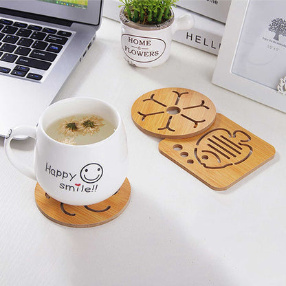 Round Cafe Wooden Hot Dish Coasters Crockery RAM 