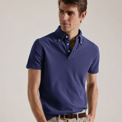 Polo Republica Men's Essentials Jetson Button Down Short Sleeve Polo Shirt Men's Polo Shirt Polo Republica Navy Blue S 