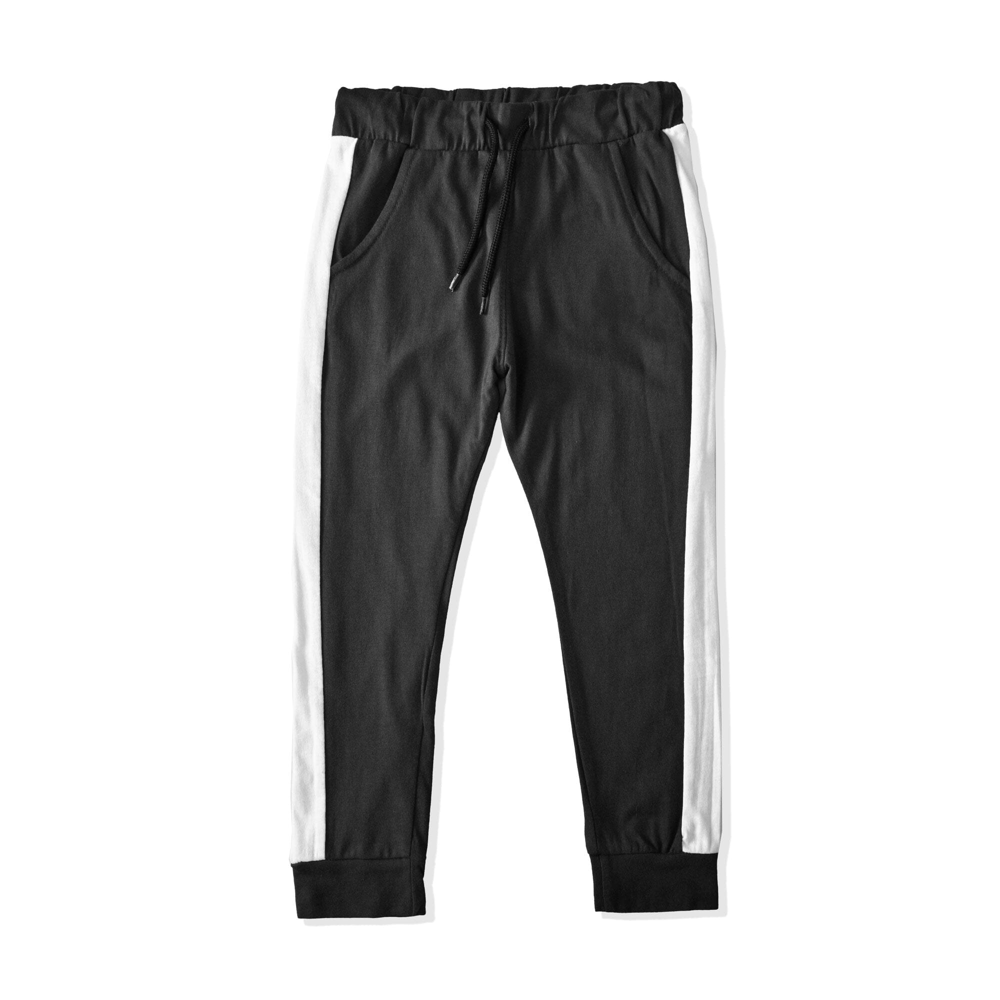 Top Shop Kid's Contrast Panel Design Classic Jogger Pants Boy's Trousers SNR Black & White 2-3 Years 