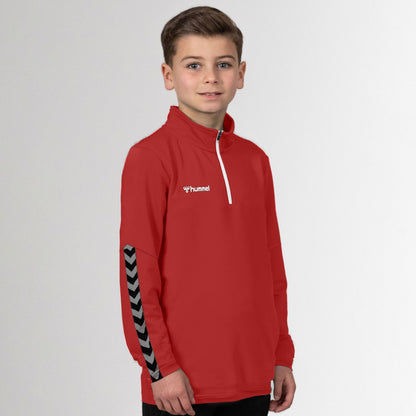 Hummel Boy's Arrow Arm Printed Quarter Zipper Sports Sweat Shirt Boy's Sweat Shirt HAS Apparel Red 4 Years 