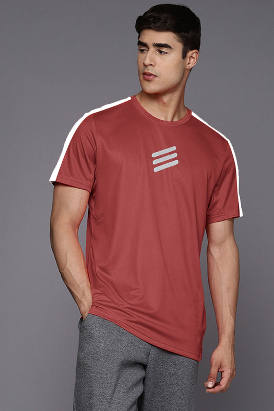 Men's Diagonal Reflective Chest Printed Activewear Crew Neck Minor Fault Tee Shirt