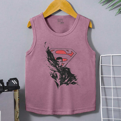 Junior Boy's Superman Printed Tank Top Girl's Tee Shirt SZK Plum 3-6 Months 