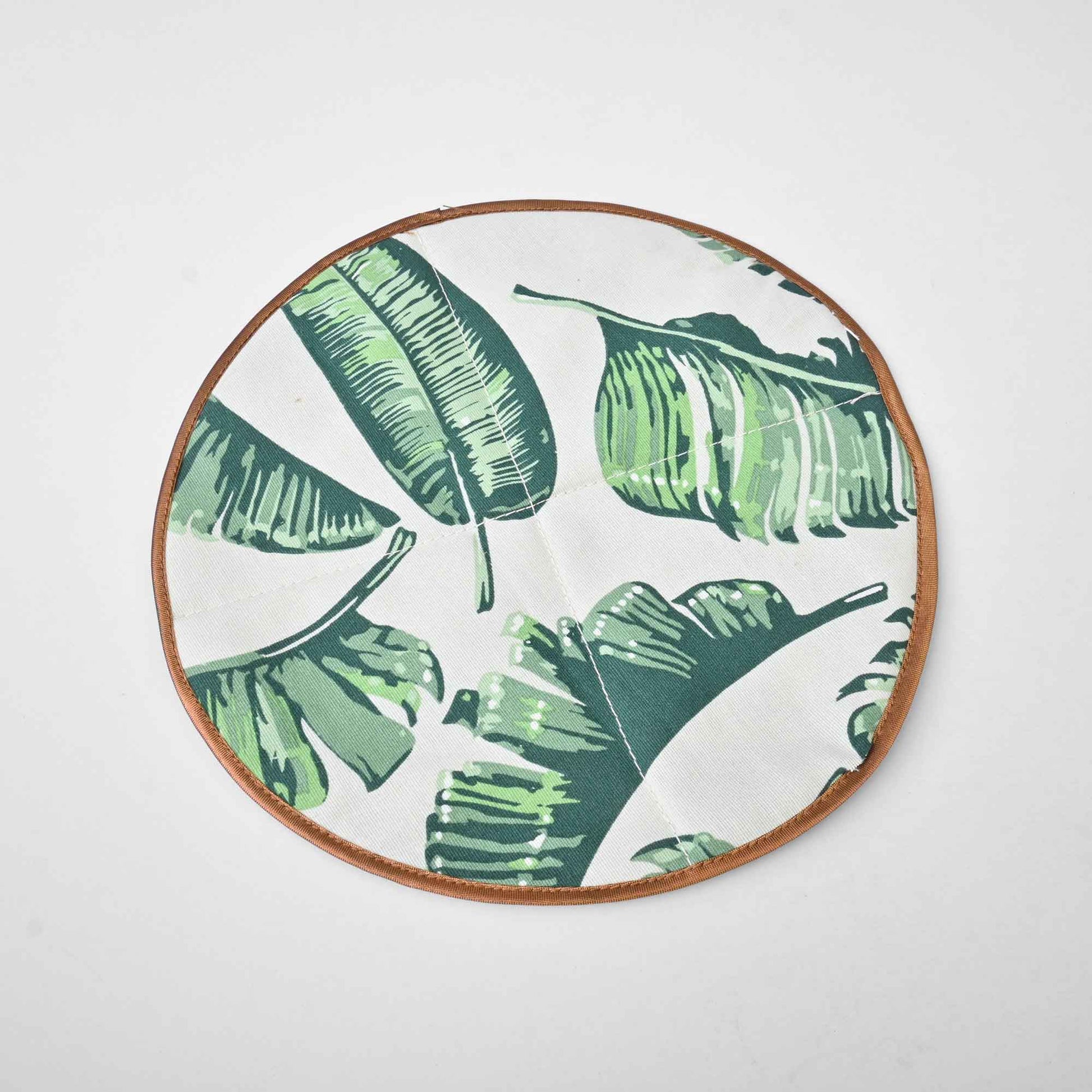Round Traditional Floral Printed Roti Cover Kitchen Accessories De Artistic White & Green 