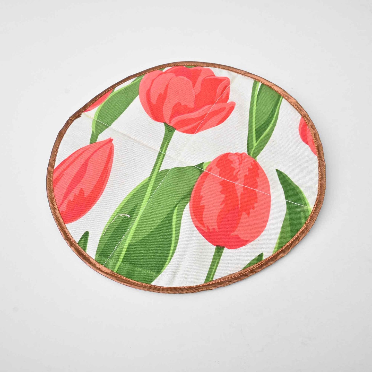 Round Traditional Floral Printed Roti Cover Kitchen Accessories De Artistic Green & Red 