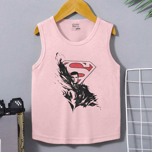 Junior Boy's Superman Printed Tank Top Girl's Tee Shirt SZK Powder Pink 3-6 Months 
