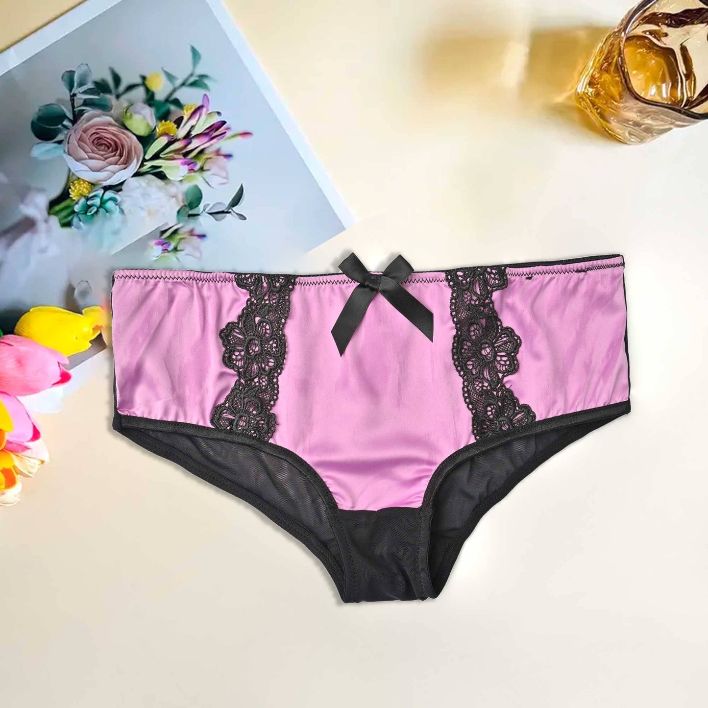 Mpz Women's Fancy Lace Design Silk Underwear Women's Lingerie RAM Light Lilac M 