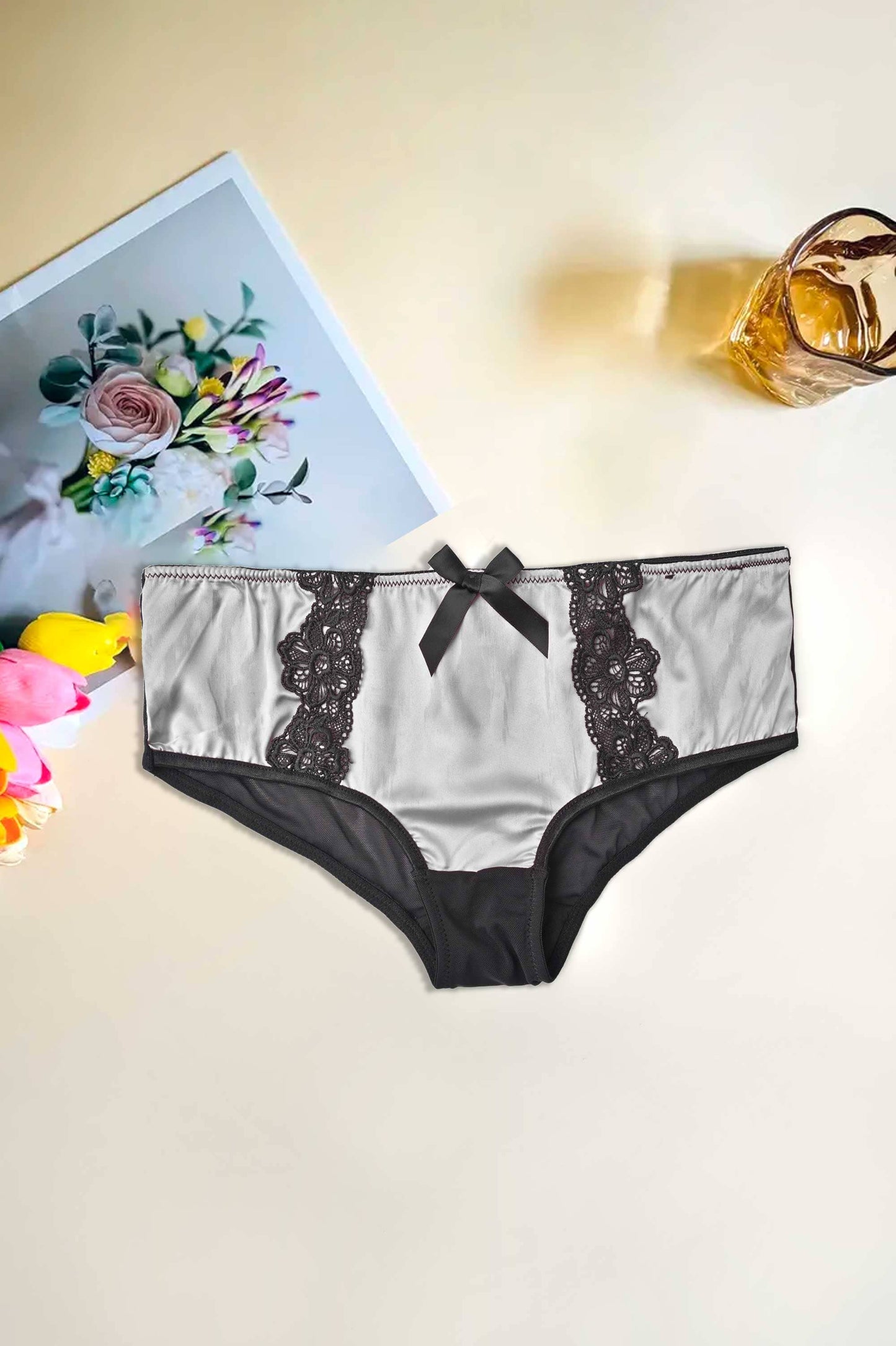 Mpz Women's Fancy Lace Design Silk Underwear Women's Lingerie RAM 