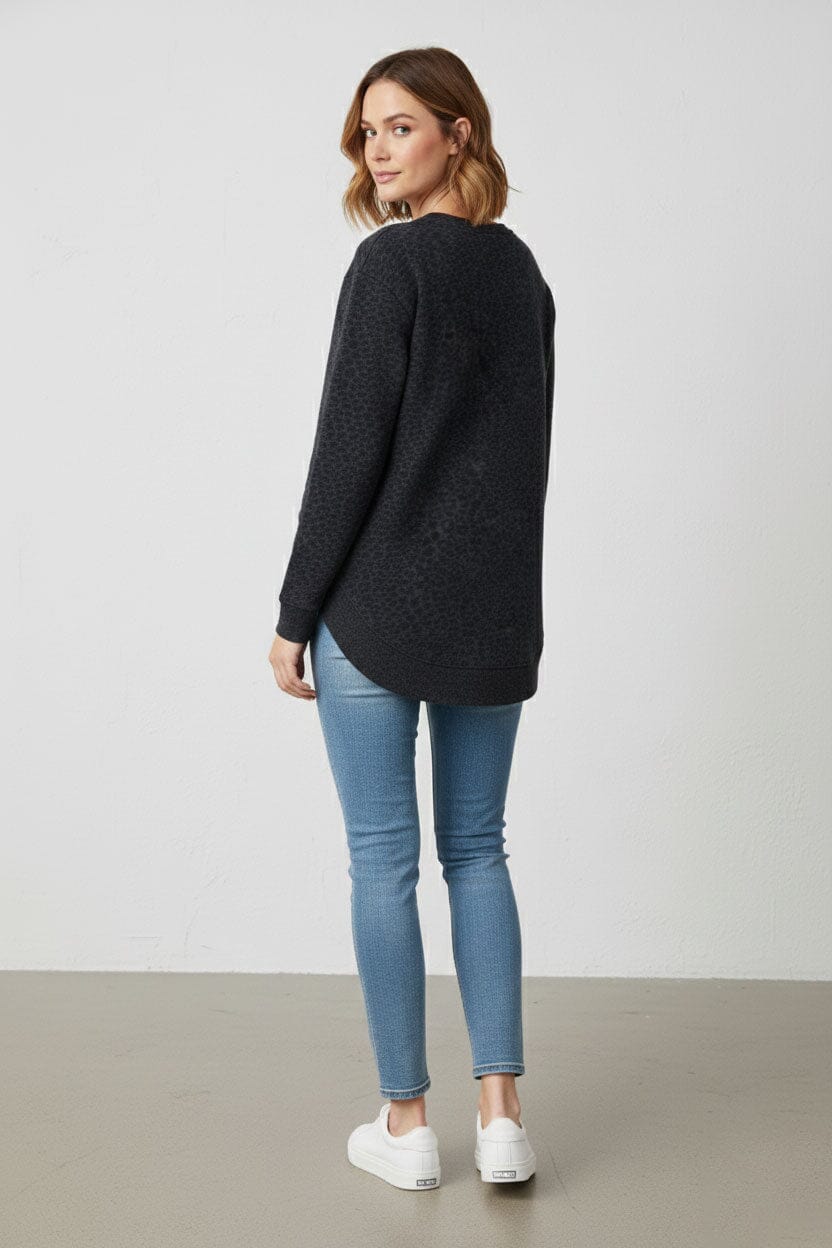 L.A.T Women's Leopard High Low Hem Premium Sweatshirt