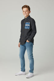 Styles Republic Boy's Geometric Denim Casual Shirt