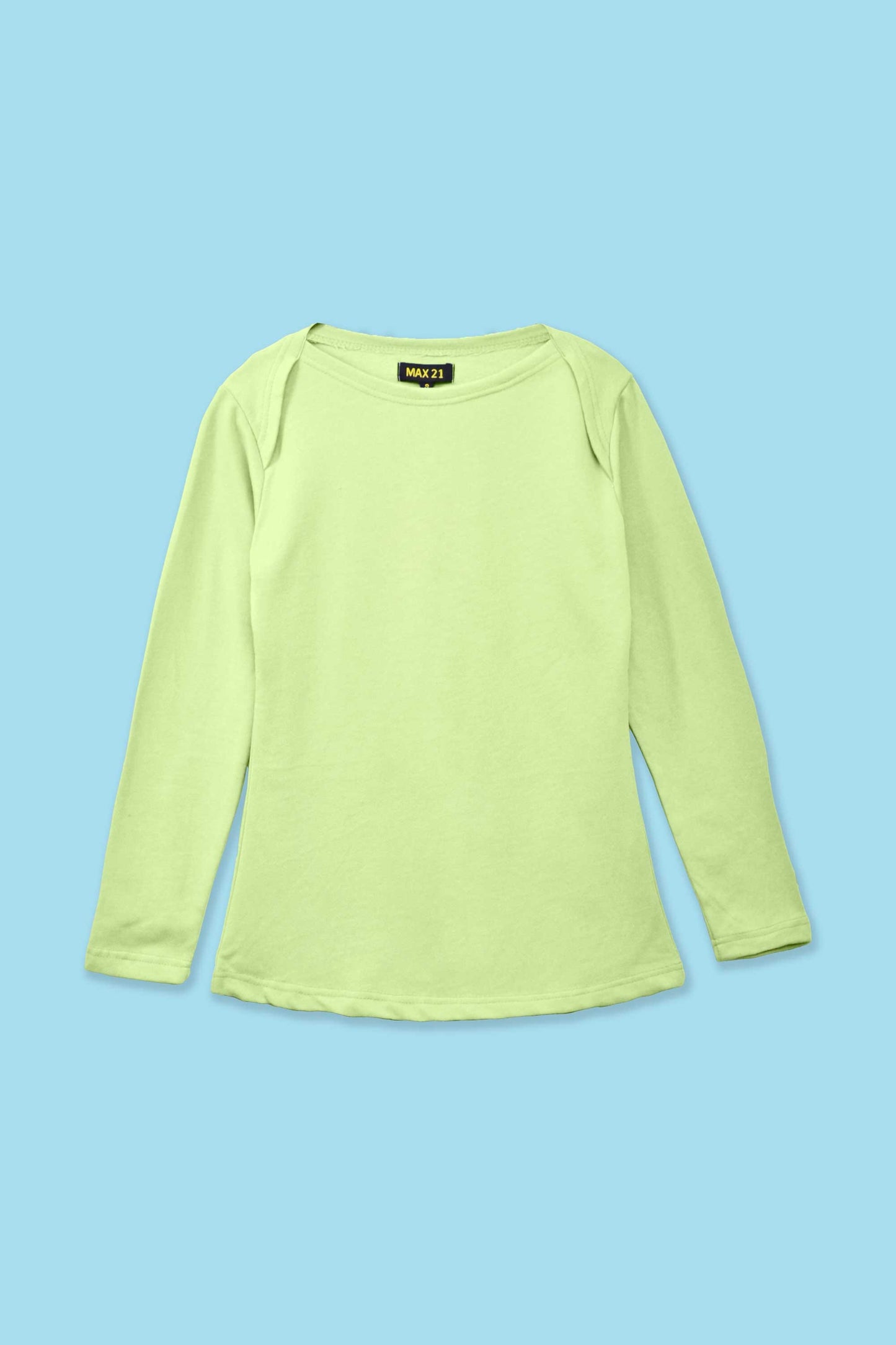 Max 21 Women’s Stylish Long Sleeves Sweat Shirt Women's Casual Shirt SZK Lime S 