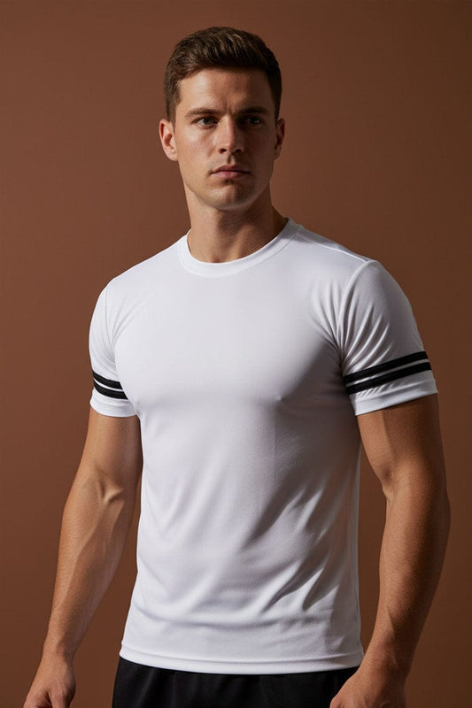 Men's Striped Sleeve Activewear Minor Fault Tee Shirt
