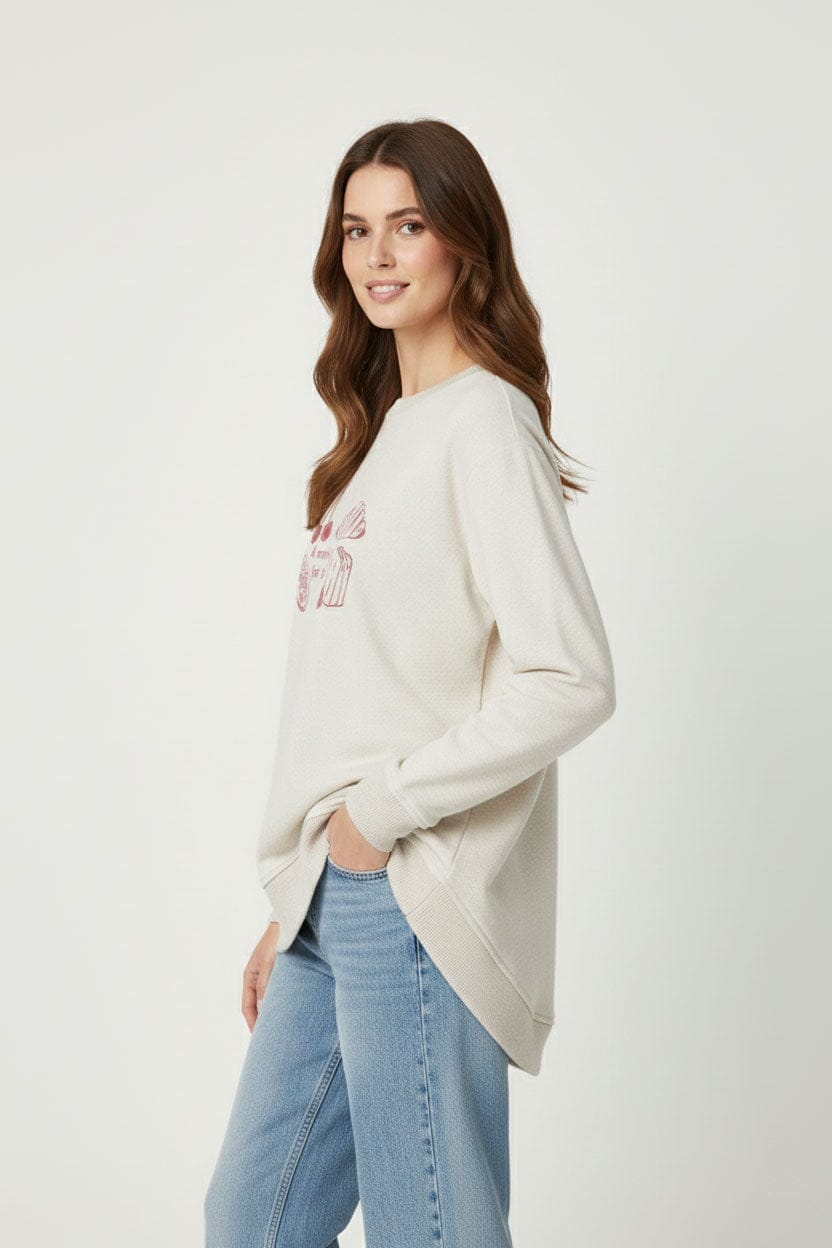 L.A.T Women's Printed High Low Hem Minor Fault Sweat Shirt