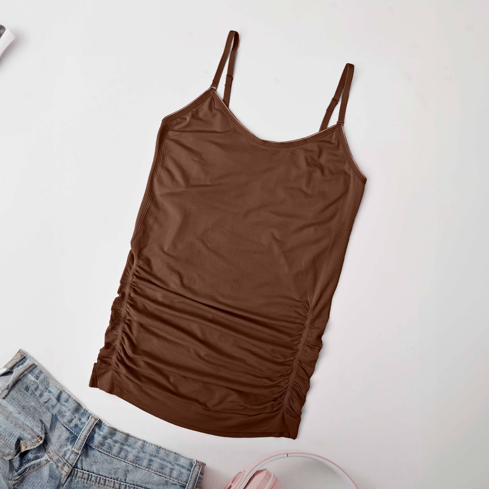 Women's Adjustable Strap Style Tank Top Women's Top SRL Chocolate M (18-20) Inches 