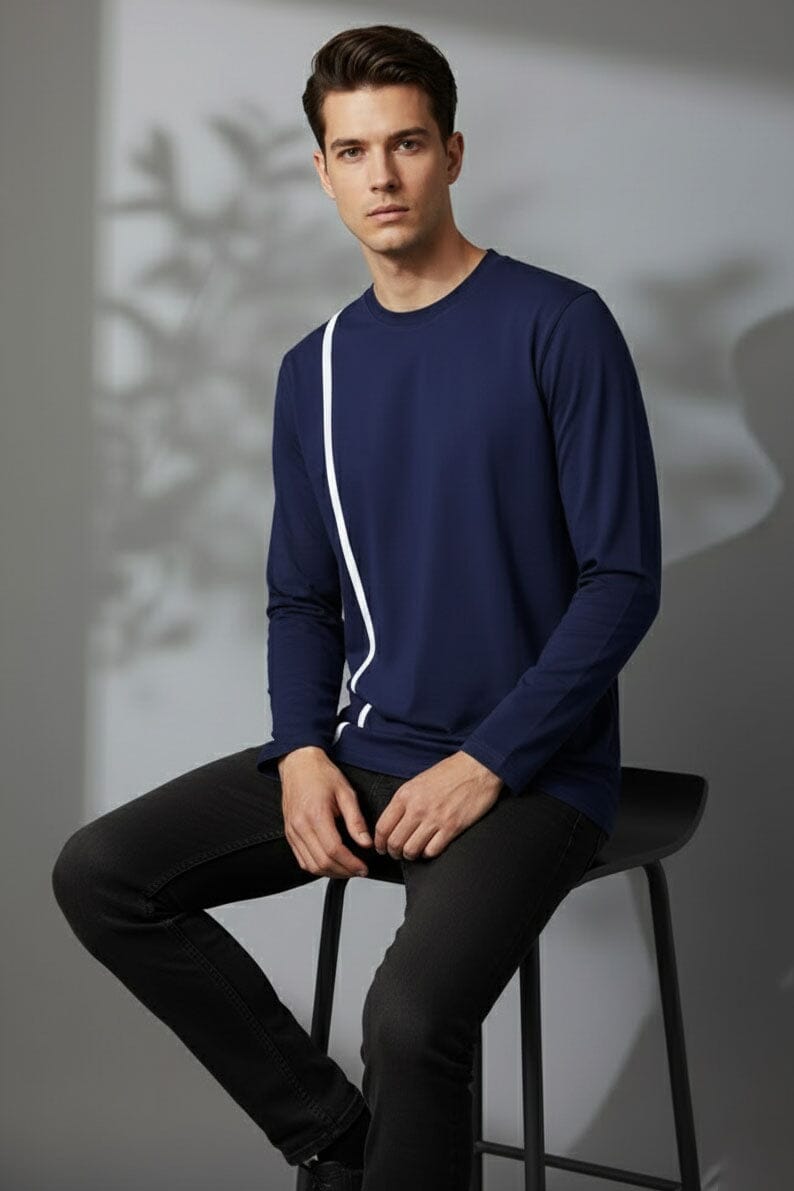 Men's Striped Long Sleeve Minor Fault Tee Shirt