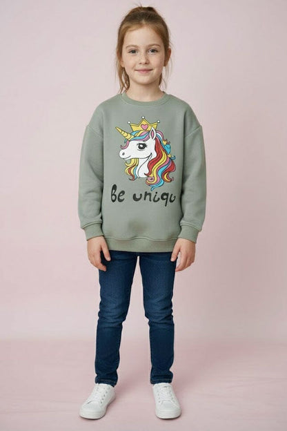 Minoti Girl's Unicorn Fleece Sweatshirt