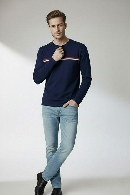 Men's Chest Striped Tee Shirt