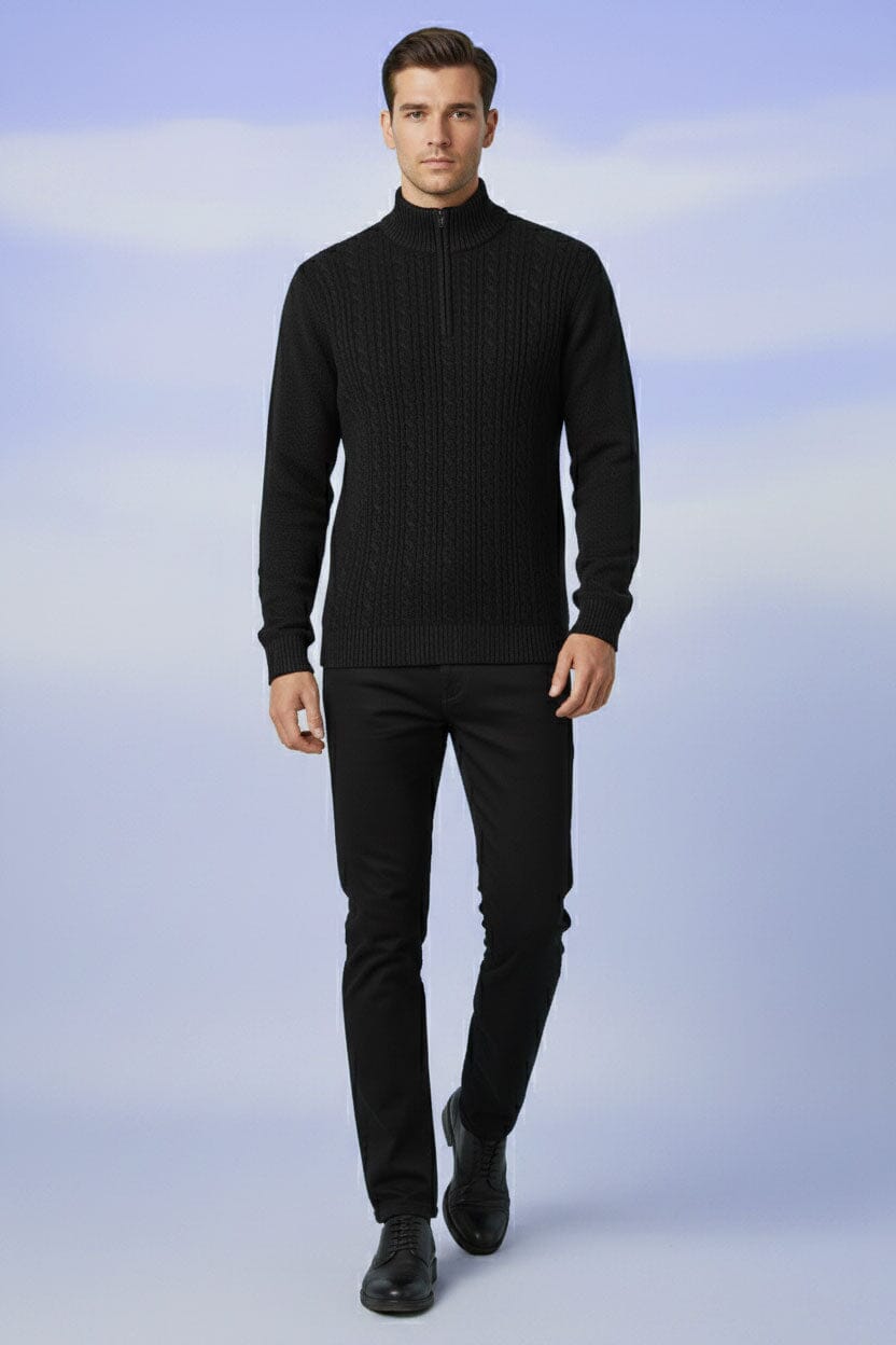 VT Men's Cable Knit Zipper Sweater