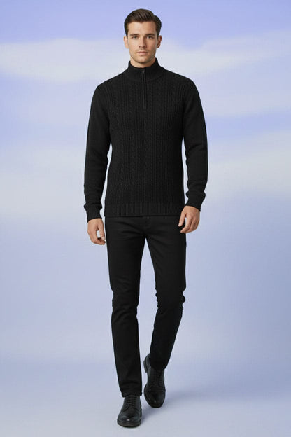 VT Men's Cable Knit Zipper Sweater