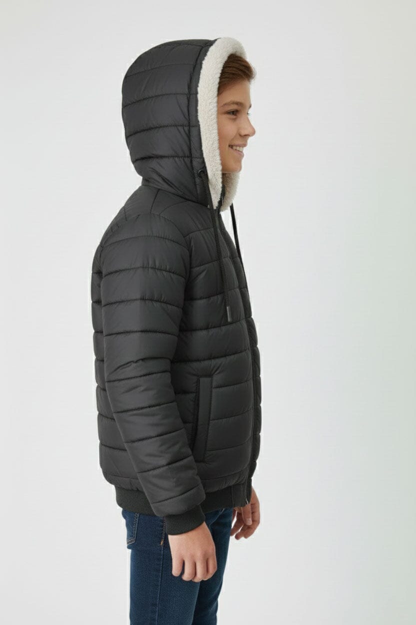Boy's Fur Hooded Puffer Jacket