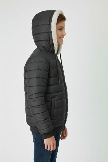Boy's Fur Hooded Puffer Jacket