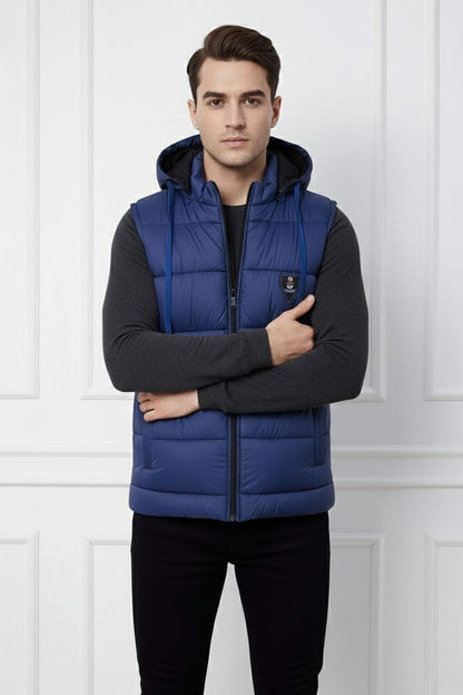 Men's Anchor Detachable Hood Puffer Gilet