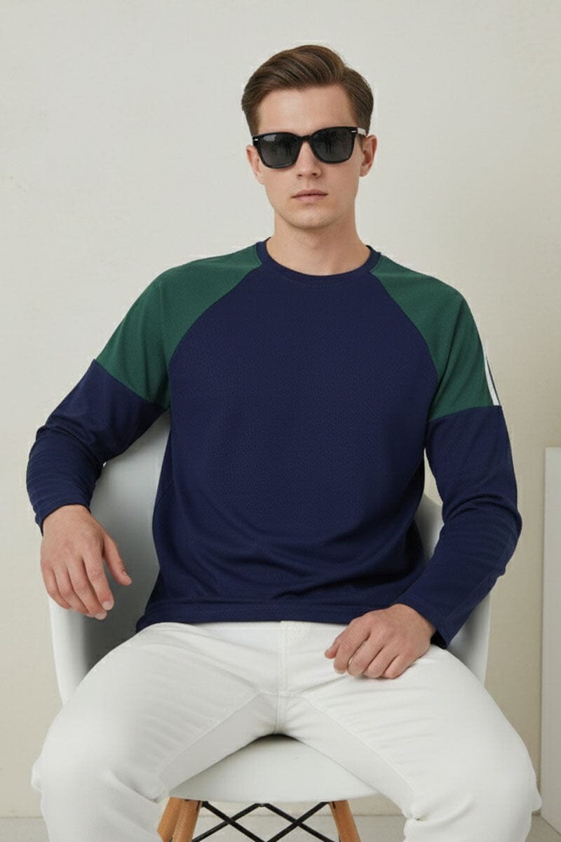 Men's Color Block Raglan Sleeve Tee Shirt