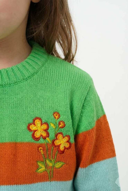Yes Mom Girl's Flower Knitted Sweater